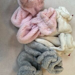 3 pairs of Zutano baby shoes  in Pink, Cream, and Gray (0-6M)